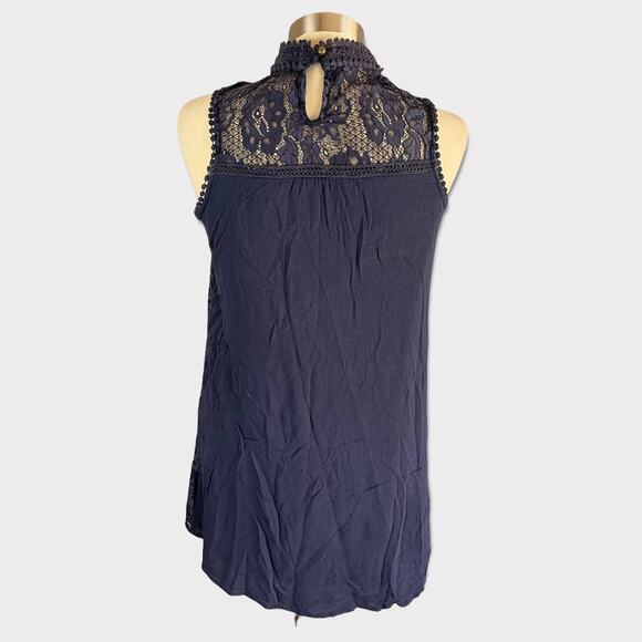 Skylar & Jade Medium Lace Cut Out Dress High Neck Keyhole Back Sleeveless Rayon - Picture 2 of 10